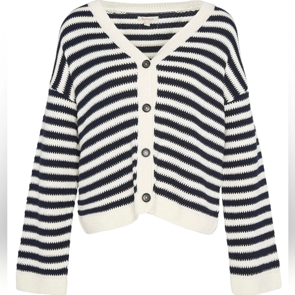 Barbour Sandgate Knitted Cardigan Women's Multi Stripe  Size 6 - Picture 5 of 16